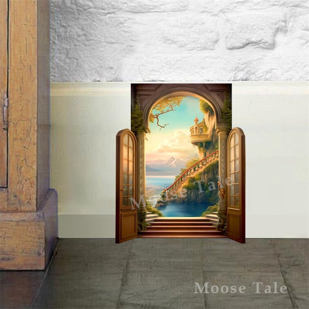 Fairy Door Decal Sticker With Castle Stairway Wonderland Baseboard ...