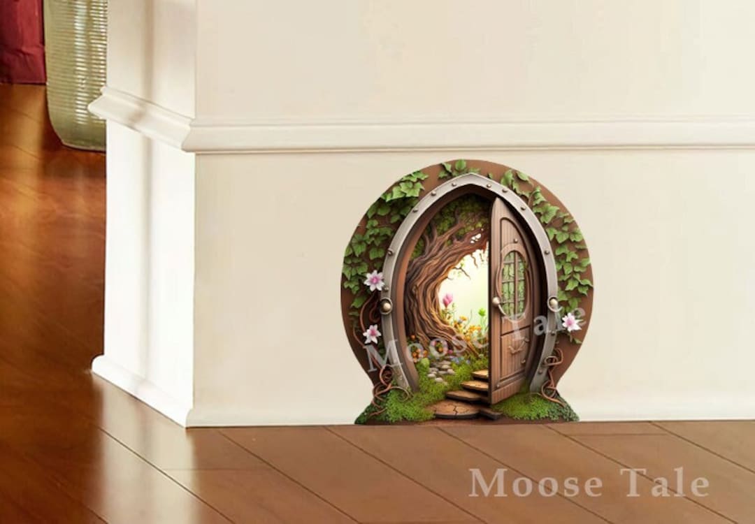 Fairy Door Decal Sticker With Wonderful World Inside Baseboard Sticker ...