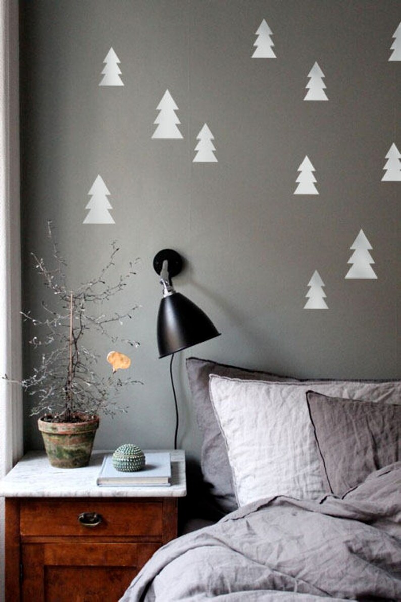 Woodland wall decal Pine tree decal for nursery living room Etsy