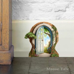 Fairy Door Decal Sticker With Wonderful World Inside Baseboard Sticker ...