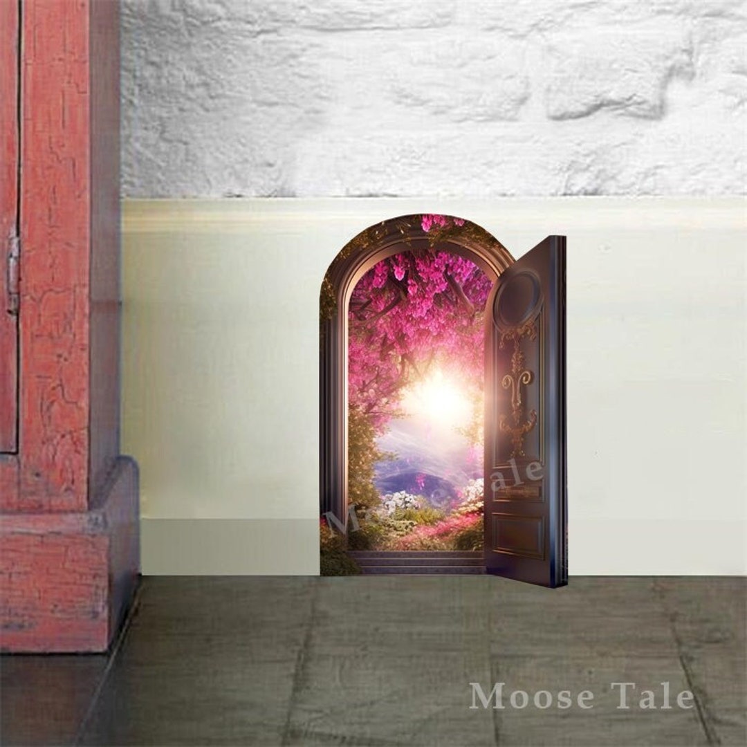Fairy Door Decal Sticker With Wonderful World Inside Baseboard Sticker ...