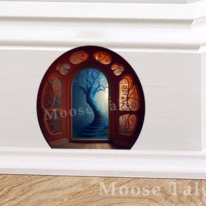 Fairy Door Decal Sticker With Wonderful World Inside Baseboard Sticker ...