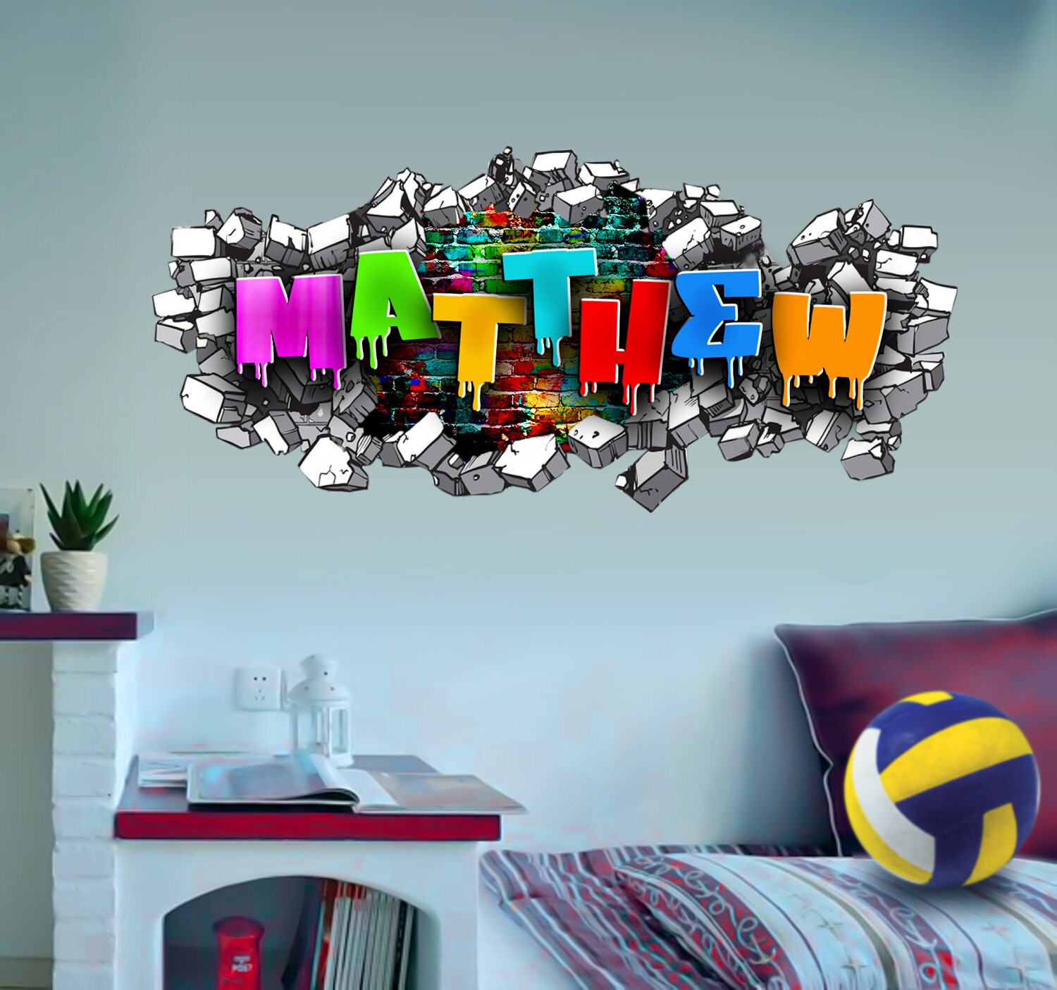 Custom name wall decals Graffiti Personalized wall sticker Boy Etsy