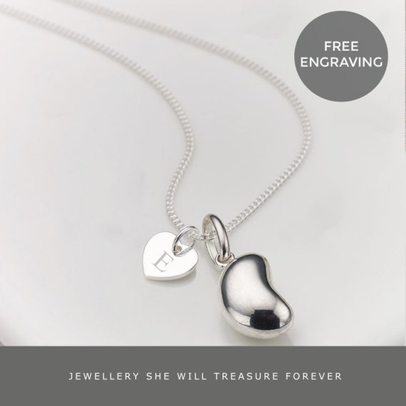 Personalised Girl s Solid Sterling Silver Jelly Bean Heart