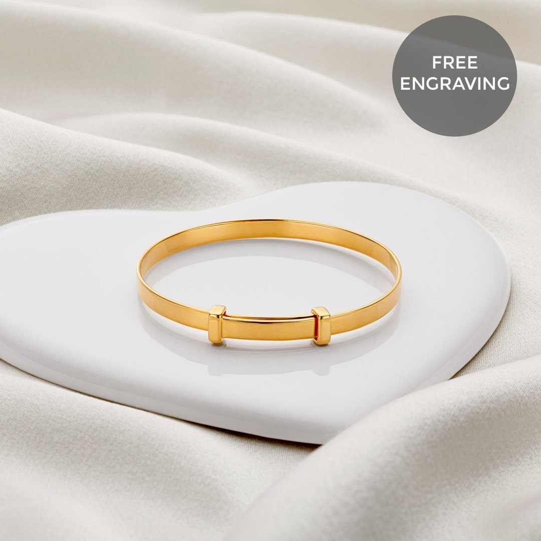 Personalised Baby s 18ct Gold Vermeil Bangle Christening Baptism 1st Birthday Engraved Jewellery Etsy Canada