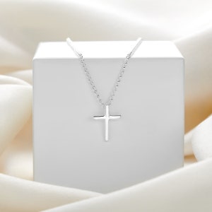 Girl's Sterling Silver Faith Cross Necklace | 1st Birthday Gift | Holy Communion | Christening | Baptism | Confirmation Gift