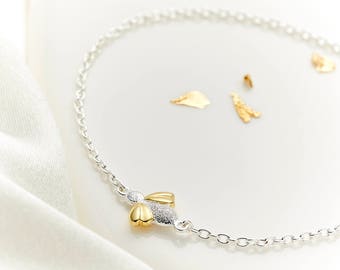 Girl's  Silver & Gold Vermeil Honey Bee Bracelet | Flower Girl | Bridesmaid Gift | Prom Jewellery | Girl's Birthday Jewellery Gift