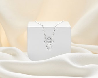 Girl's Guardian Silver Diamond Angel Necklace | Christening Gift | Baptism | Holy Communion Gift | Flower Girl Jewellery