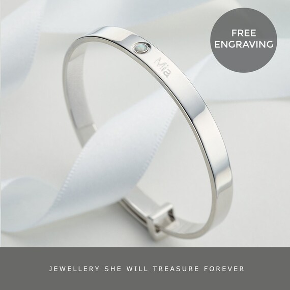 baby silver bangle personalised