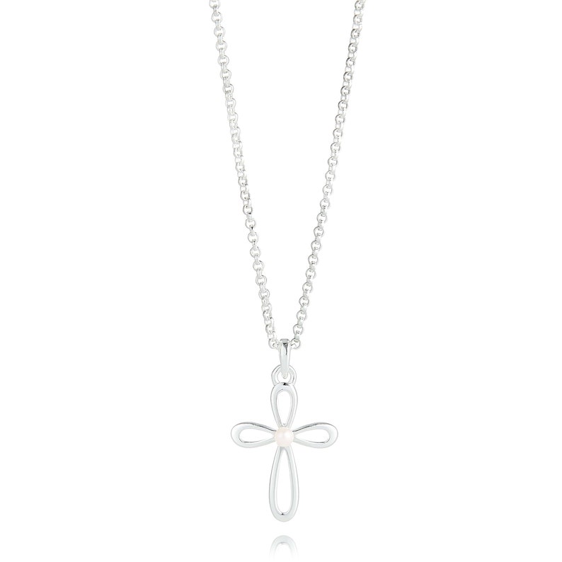 Molly B London 925 Sterling Silver /& Freshwater Pearl Girls First Communion Cross Necklace