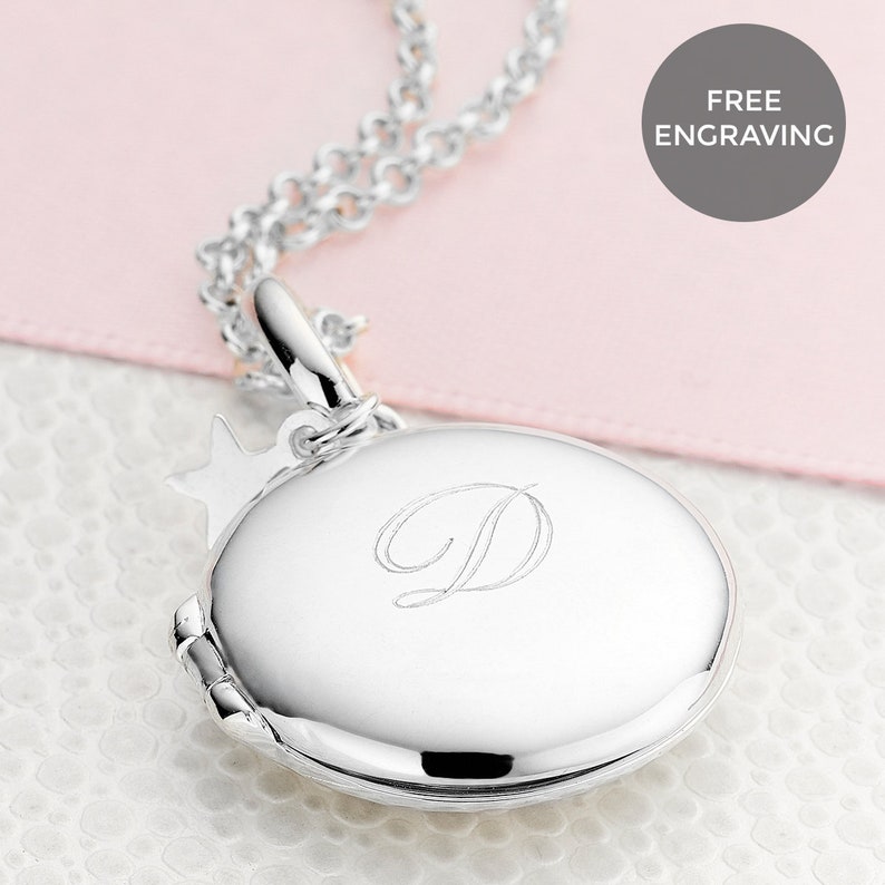 Personalised Girl/'s Sterling Silver Large Round Locket
