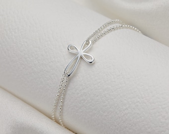 Girl's Sterling Silver Cherish First Communion Cross Bracelet | Holy Communion | Christening | Baptism | Confirmation Gift
