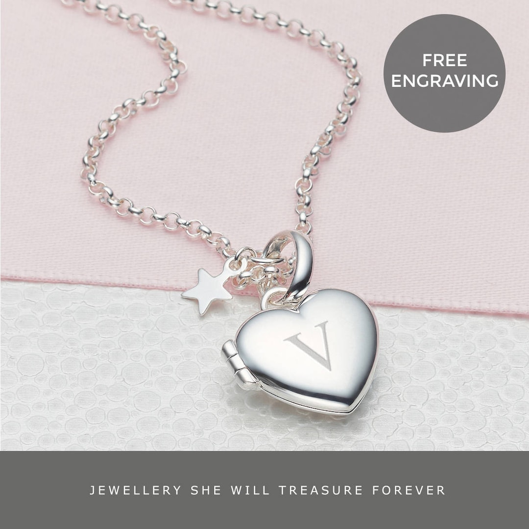 Personalised Girl s Silver Small Heart Locket Christening Baptism Gift Holy Communion Gift Children s Locket 13th Birthday Gift Etsy