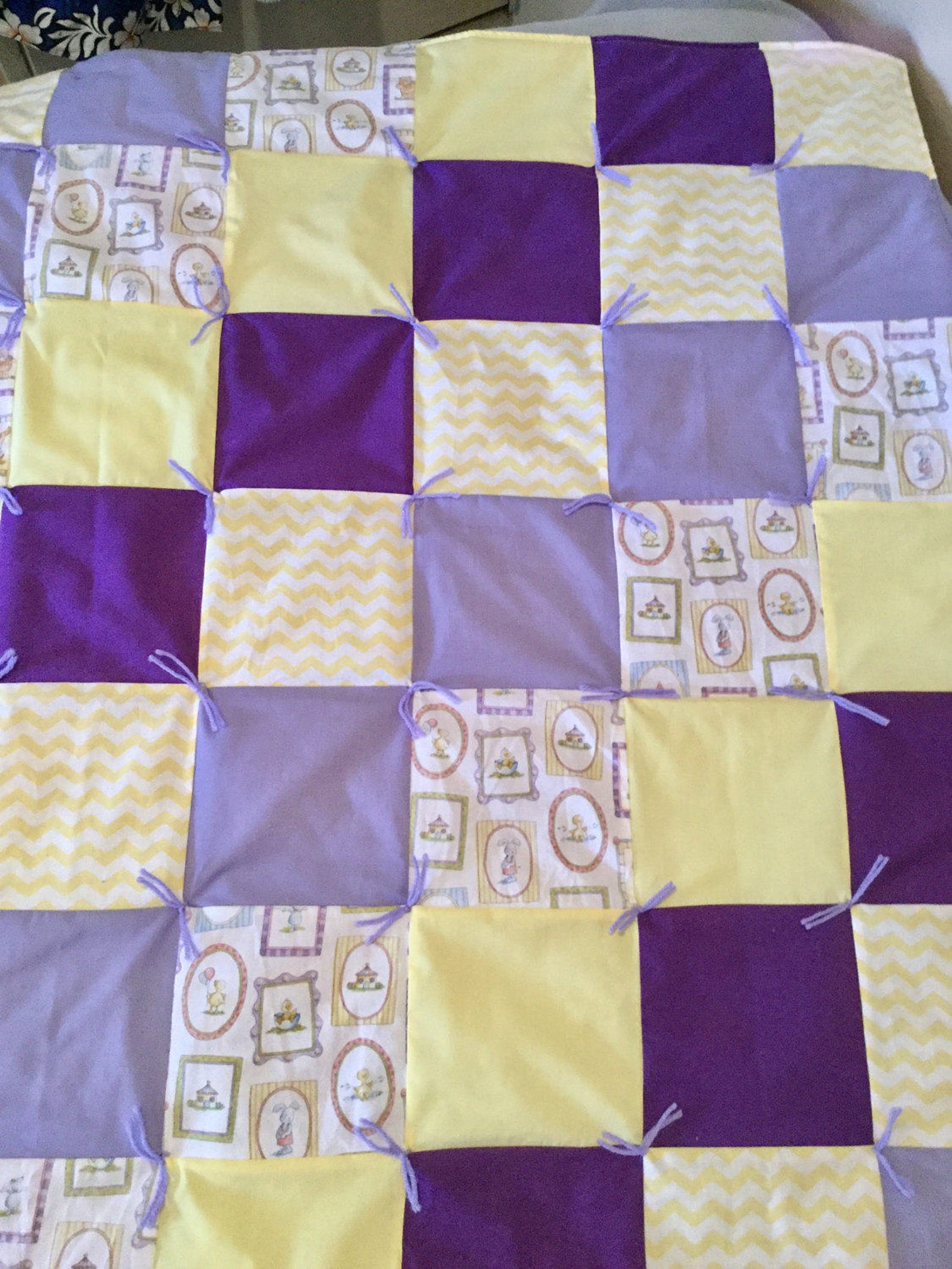 Purple and Yellow Baby Quilt Etsy