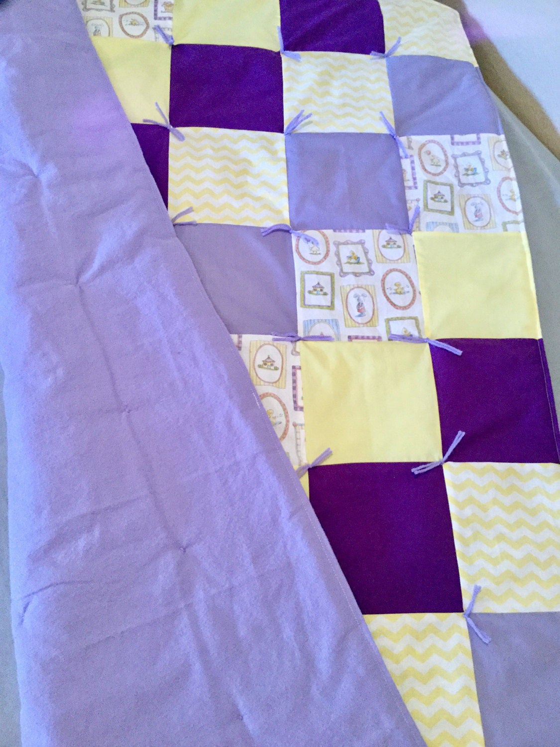 Purple and Yellow Baby Quilt Etsy
