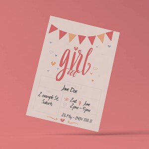 Girl Baby Shower Printable Party Pack Games, Invites, Wishes, Bunting, Food Labels image 2