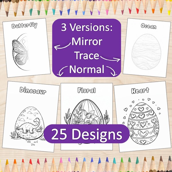 Easter Egg Coloring Sheets | Fun Easter Activity Sheets | Downloadable Printable coloring PDF for toddlers and children | Gifts for Children