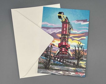 Set of 5 Sunrise on the NDSM: oversized postcards, A5 art print, Amsterdam city drawing