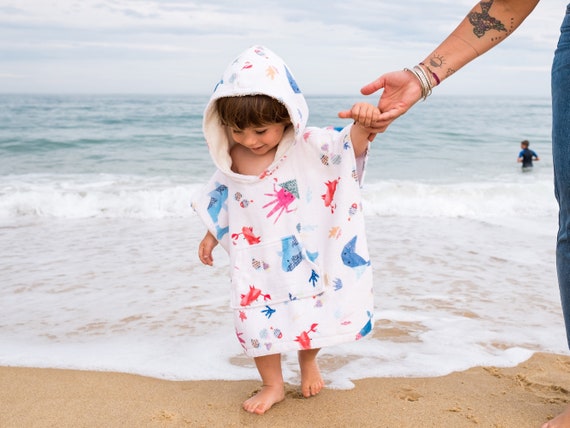 Kids Youth Hooded Surf Changing Robe Beach Bath Pool Poncho Cloak for Travel 