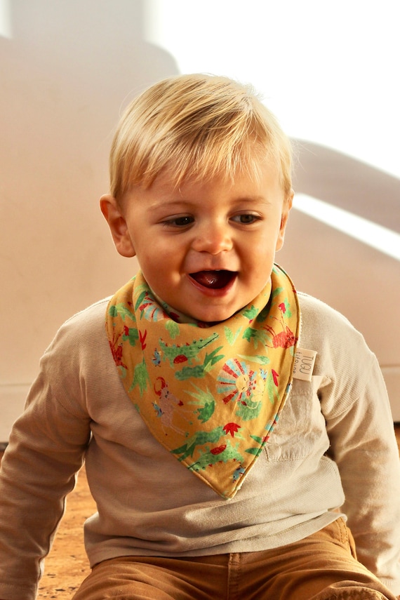 Boho Bandana Ltzchen fr Kleinkinder / Umweltfreundliche handgemachte  Kinder-Geschenk / Geschlechtsneutrales Saugfhiges Bambus-Ltzchen / 1.2.  3. Geburtstagsgeschenk / Gelb - Etsy.de