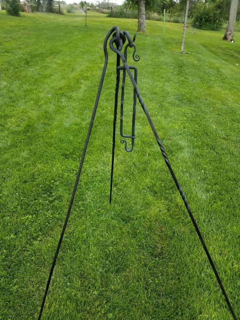 Cooking tripod with adjustable trammel hook. Blacksmith hand Etsy