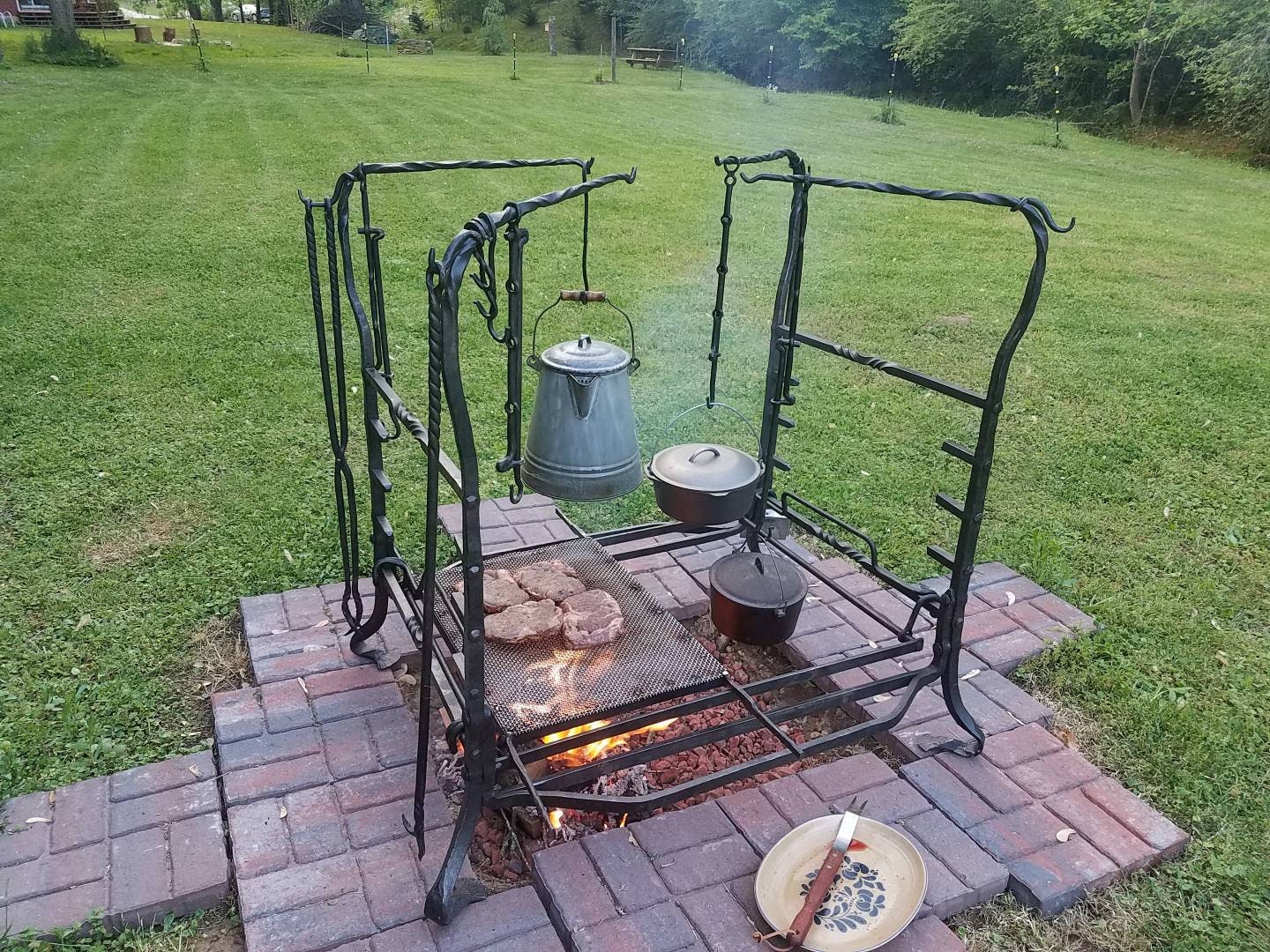 Outdoor Cooking Area Grilling Station Firepit Cooking Station
