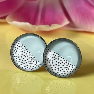 Geometry in pastel, plus dots: simple earrings made of hypoallergenic stainless steel image 1