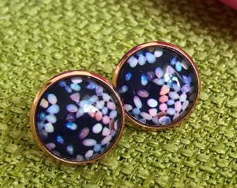 Studs rose gold, pastel spring, watercolor earrings, customizable