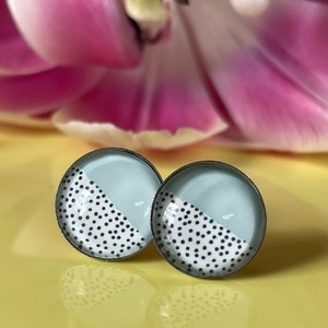 Geometry in pastel, plus dots: simple earrings made of hypoallergenic stainless steel image 2