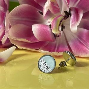 Geometry in pastel, plus dots: simple earrings made of hypoallergenic stainless steel image 4