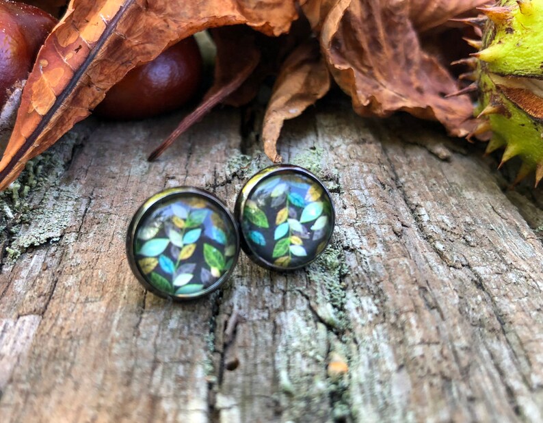 Pendientes otoño, pendientes vintage, trébol de hojas imagen 4