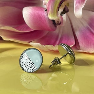 Geometry in pastel, plus dots: simple earrings made of hypoallergenic stainless steel image 3