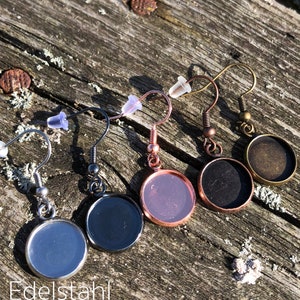 Vintage earrings in black setting, delicate pink stud earrings, rose, customizable image 4