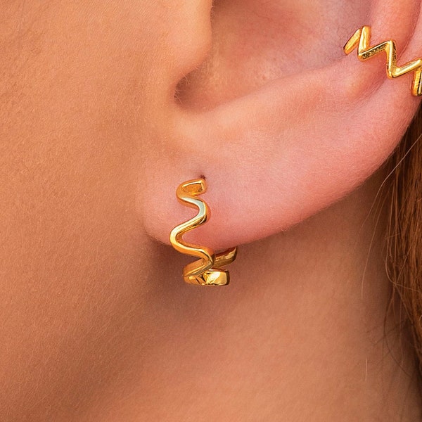 Boucles d'oreilles créoles en forme de zigzag