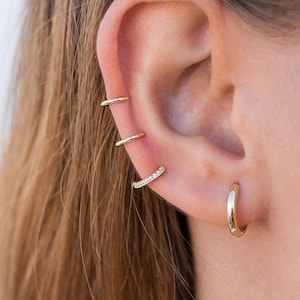 Triple CZ ear cuff, Ear cuff earrings, Triple earrings, Modern silver ear cuffs, Earrings without pierced earring, Cartilage earrings