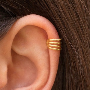 Pendientes ear cuff de 4 bandas Piercing falso imagen 1
