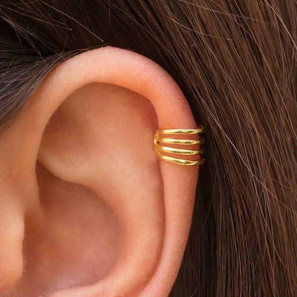 Ohrklemmen mit vier Bändern – Fake-Piercing
