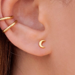 Boucles d'oreilles puces en forme de lune - Taille moyenne