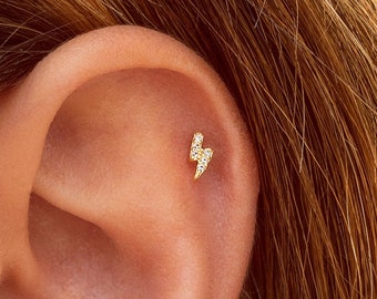 Mini boucles d'oreilles clous en forme d'éclair avec zircons