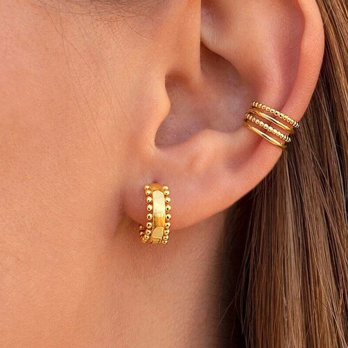 Tiny Ball Huggie Hoop Earrings Etsy