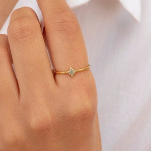 Dainty & Tiny Pave CZ 8 Pointed Star Ring