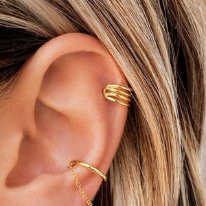 Pendientes ear cuff de 4 bandas Piercing falso imagen 7