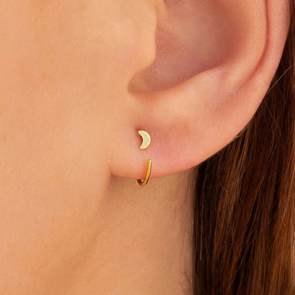 Boucles d'oreilles créoles ouvertes en forme de lune