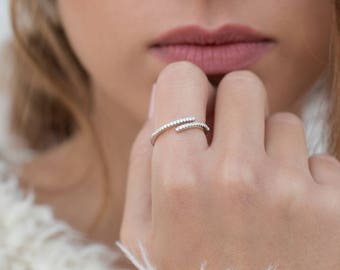 Pave setting ring, Cz ring, Engagement ring, White cubic zirconia rings, Wedding rings, Cz jewelry, Dainty rings, Minimalist rings