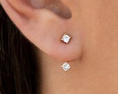 Double Cubic Zirconia Ear Jacket Earrings
