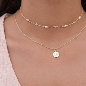 Necklace with eye pendant, Coin necklace, Necklace with plate, Silver necklaces, Minimalist necklace, CZ necklaces, Zircon necklaces