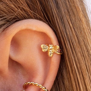 Dainty & Tiny Bee Shaped Ear Cuff Earrings image 1