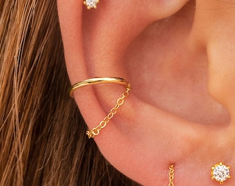 Dainty & Minimalist Dangling Chain Conch Ear Cuff Earrings
