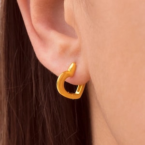 Chunky Heart Shaped Huggie Hoop Earrings
