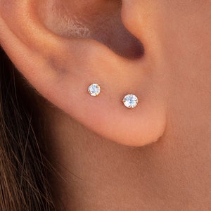 Dainty & Tiny Invisible Prongs CZ Stud Earrings Two sizes available zdjęcie 7